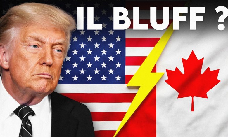 Drapeaux du Canada et des États-Unis illustrant les tensions commerciales