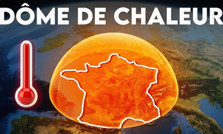 Carte météorologique illustrant un dôme de chaleur au-dessus de la France
