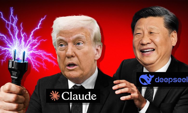 Illustration des enjeux de cybersécurité et de concurrence entre les États-Unis et la Chine dans l’intelligence artificielle